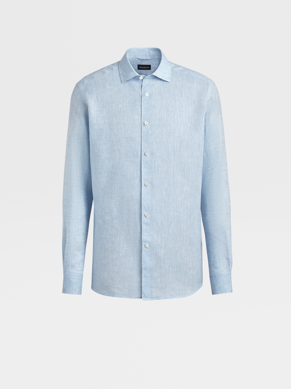 Light Blue Pure Linen Long-sleeve Shirt